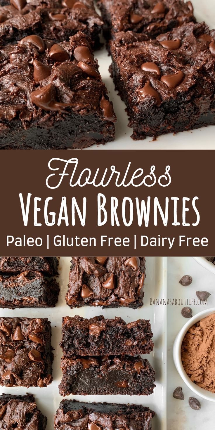 Vegan Fudgy Brownies (Gluten Free + Flourless)