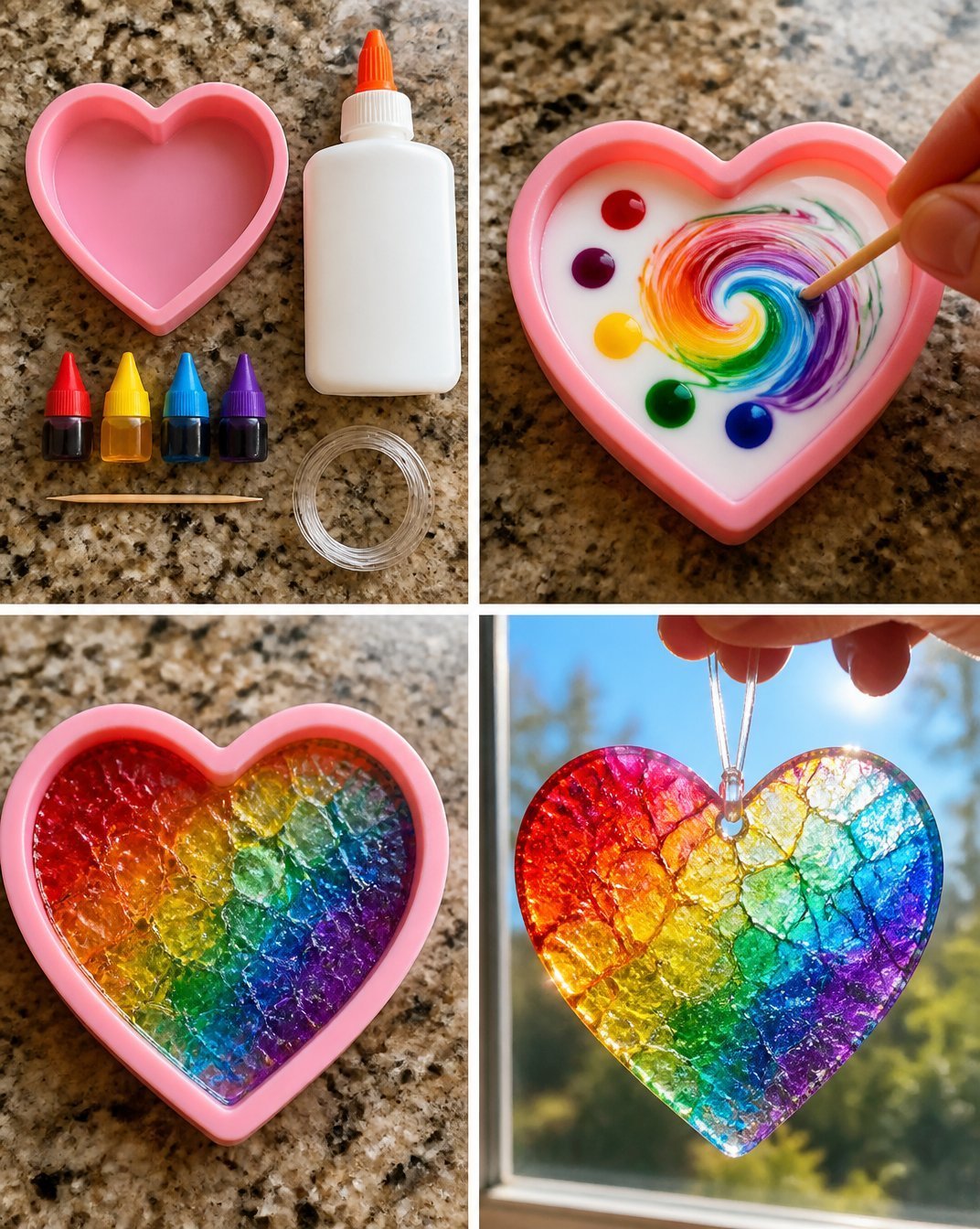 Swirled Glue Suncatchers Become Cozy Light 7 Swirled Glue Suncatchers