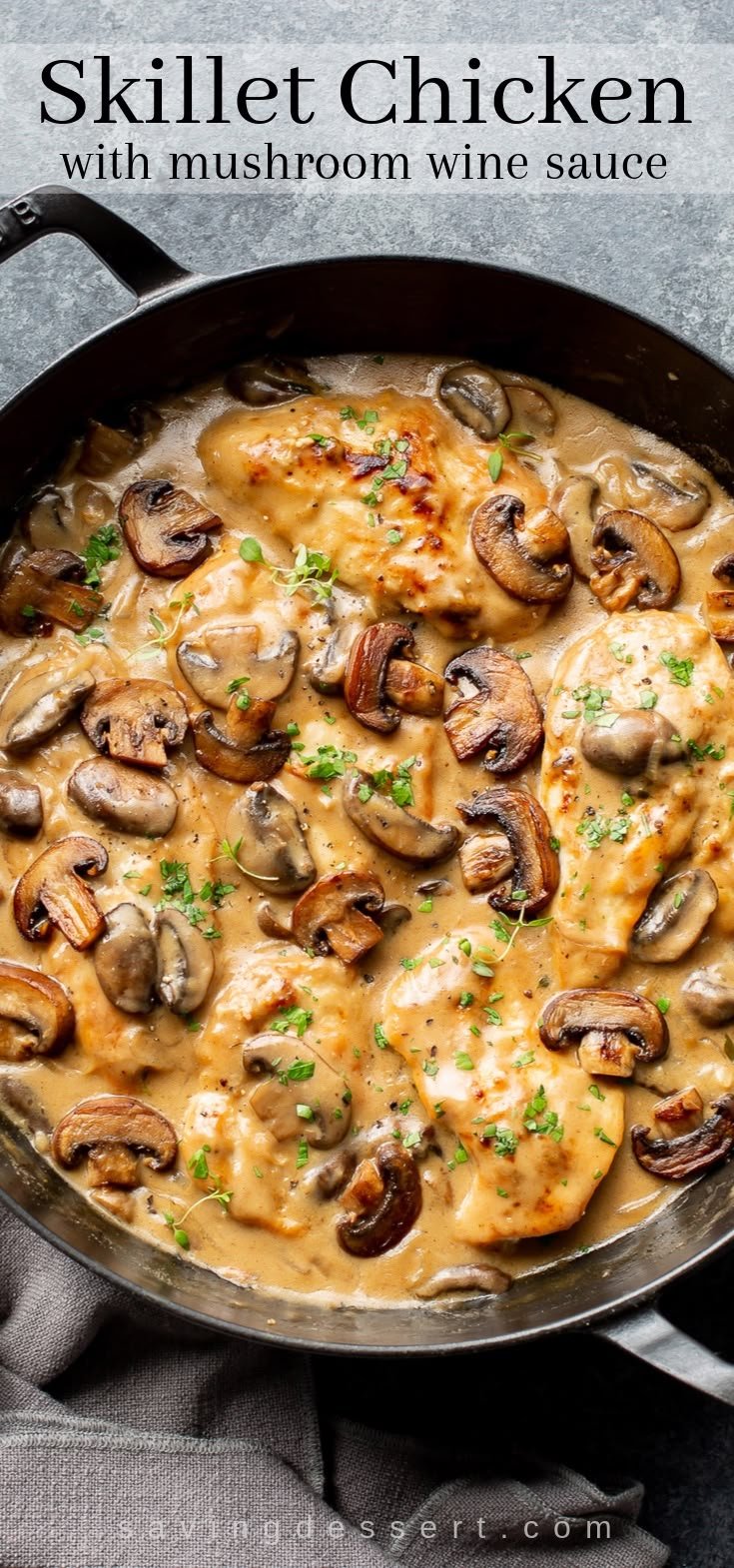 Skillet Chicken with Mushroom Wine Sauce | Chicken and mushroom recipes skillet, Chicken wine mushroom recipes, Chicken dishes recipes