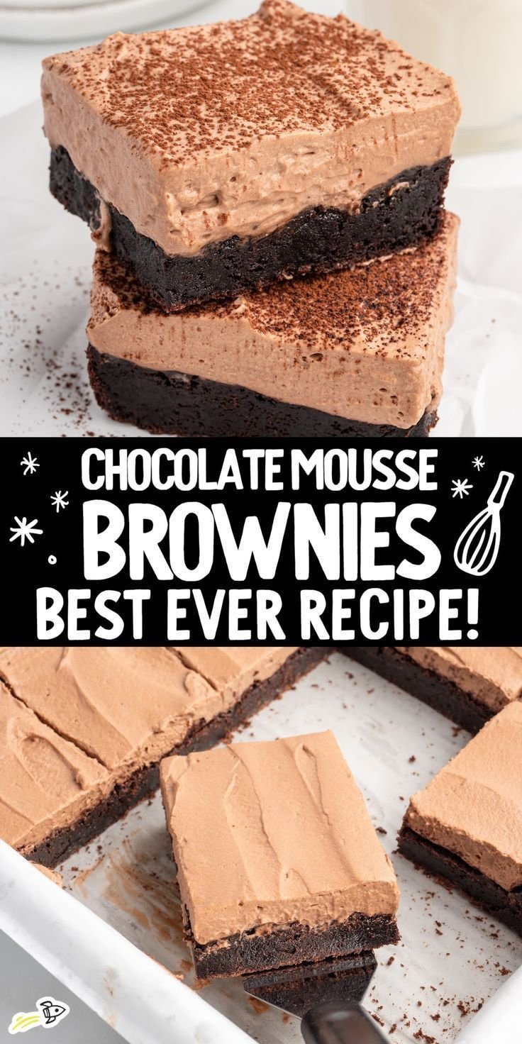 Brownie mousse with box mix | Brownie mousse bars, Moose brownies from a box, Easy holiday desserts