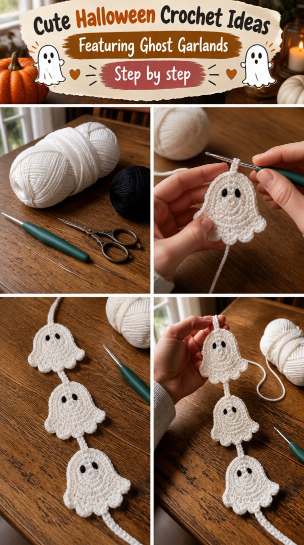 Cute Halloween Crochet Ideas Featuring Ghost Garlands