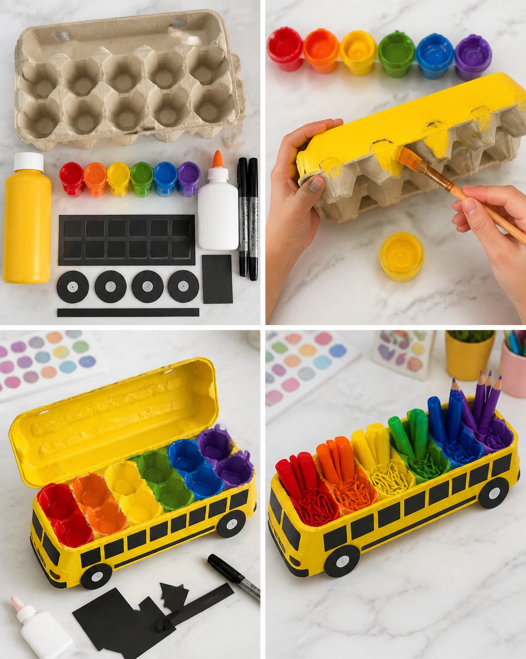 Rainbow School-Bus Egg Carton Organizer 7 Rainbow School-Bus Egg Carton Organizer