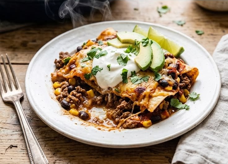 Loaded Beef Burrito Casserole