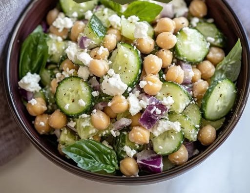 Chickpea Feta Cucumber Salad