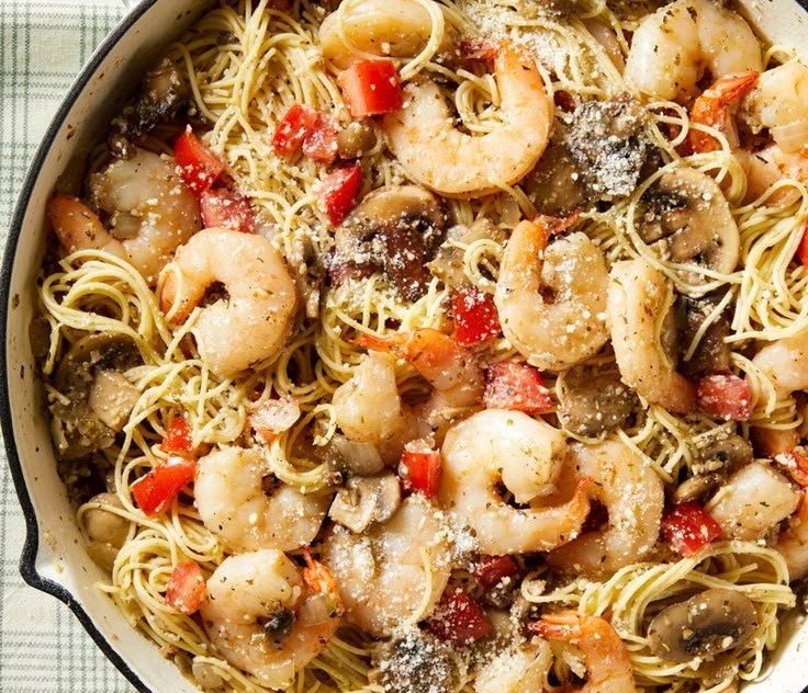 Mushroom Garlic Shrimp Pasta Recipe