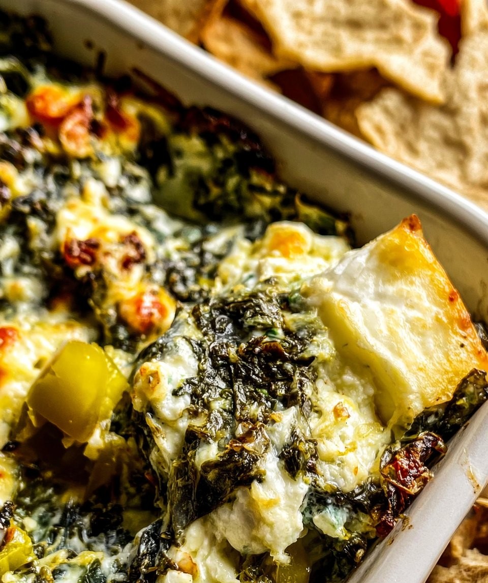 Spinach and Pepperoncini Baked Feta Dip
