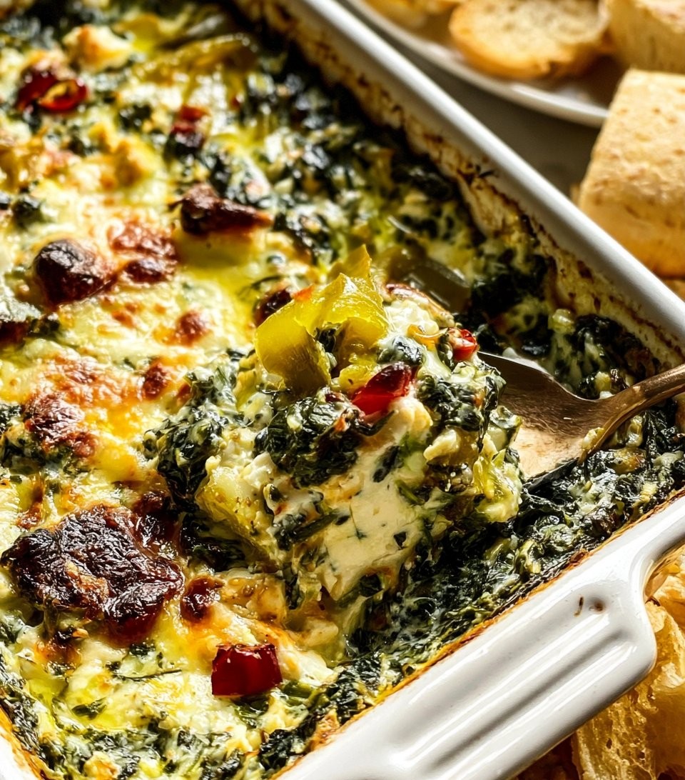 Spinach and Pepperoncini Baked Feta Dip
