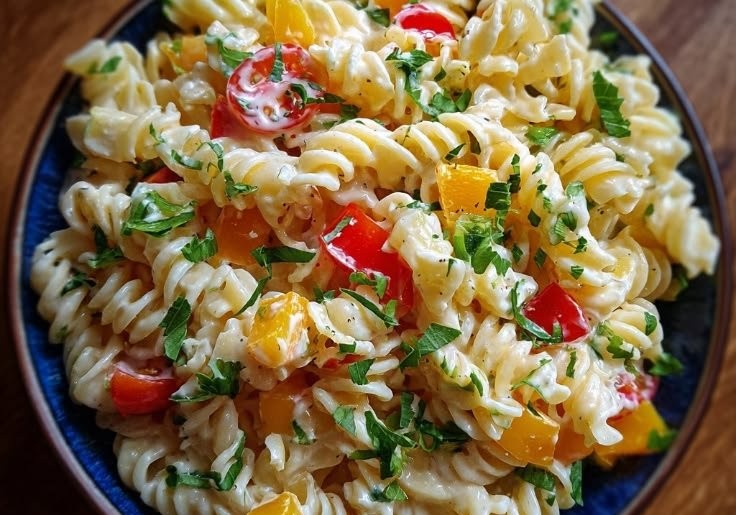 Kindernudelsalat mit Frischkäse