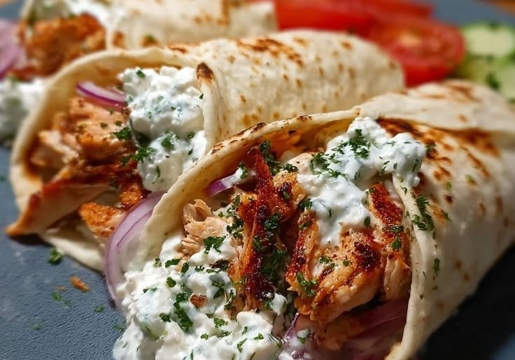 Griechische Kipwraps mit Tzatziki
