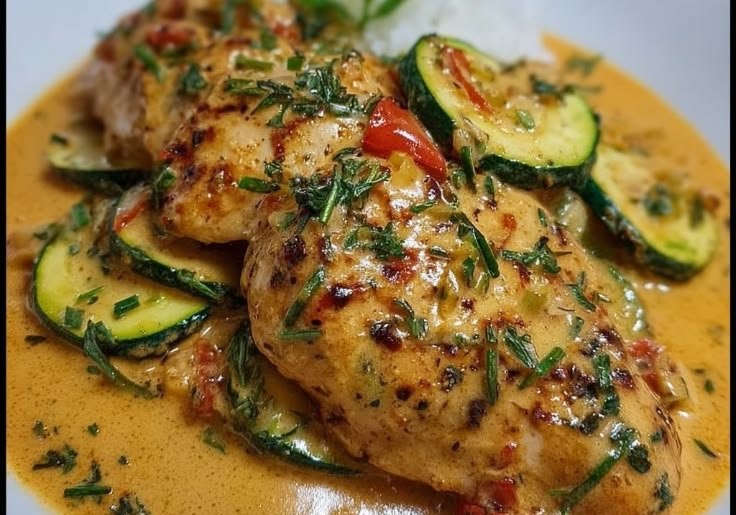 Paprika Zucchini Sahne Hähnchen