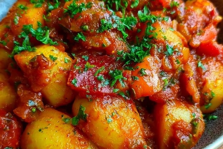 Herzhafter veganer Kartoffelgulasch