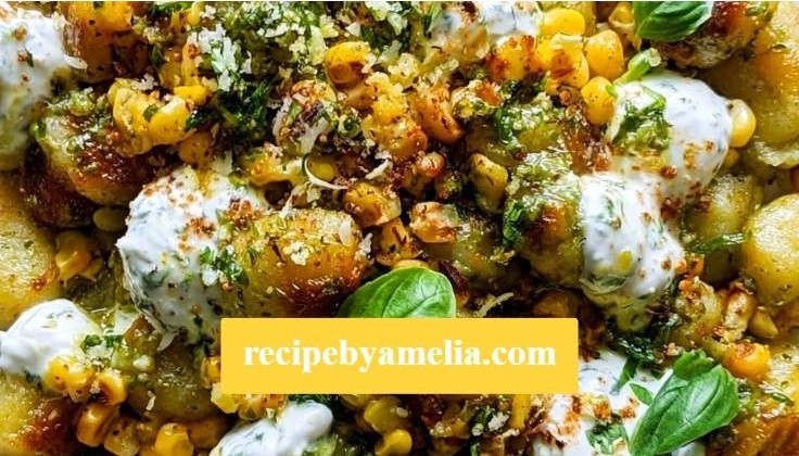 Brown Butter Corn and Pesto Gnocchi with Lemony Whipped Ricotta