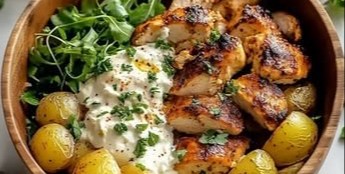Easy Mediterranean Sheet Pan Chicken and Potato Bowls Delight