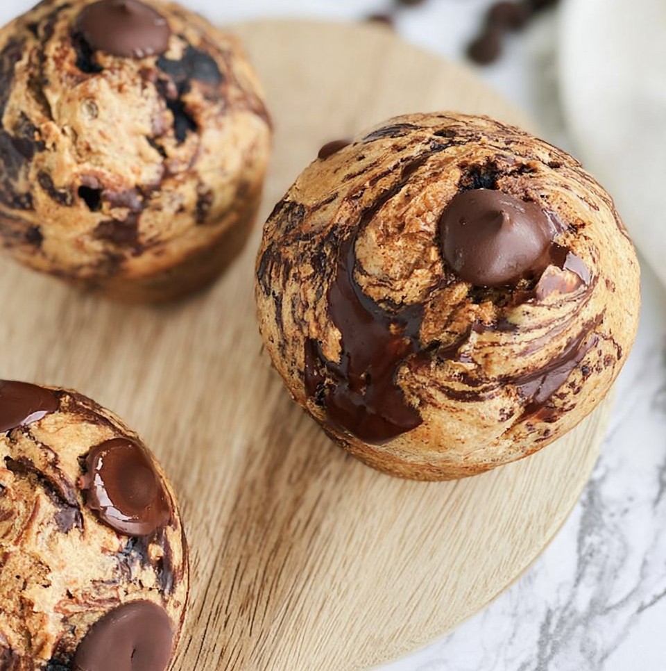 Chocolate Peanut Butter Banana Muffins