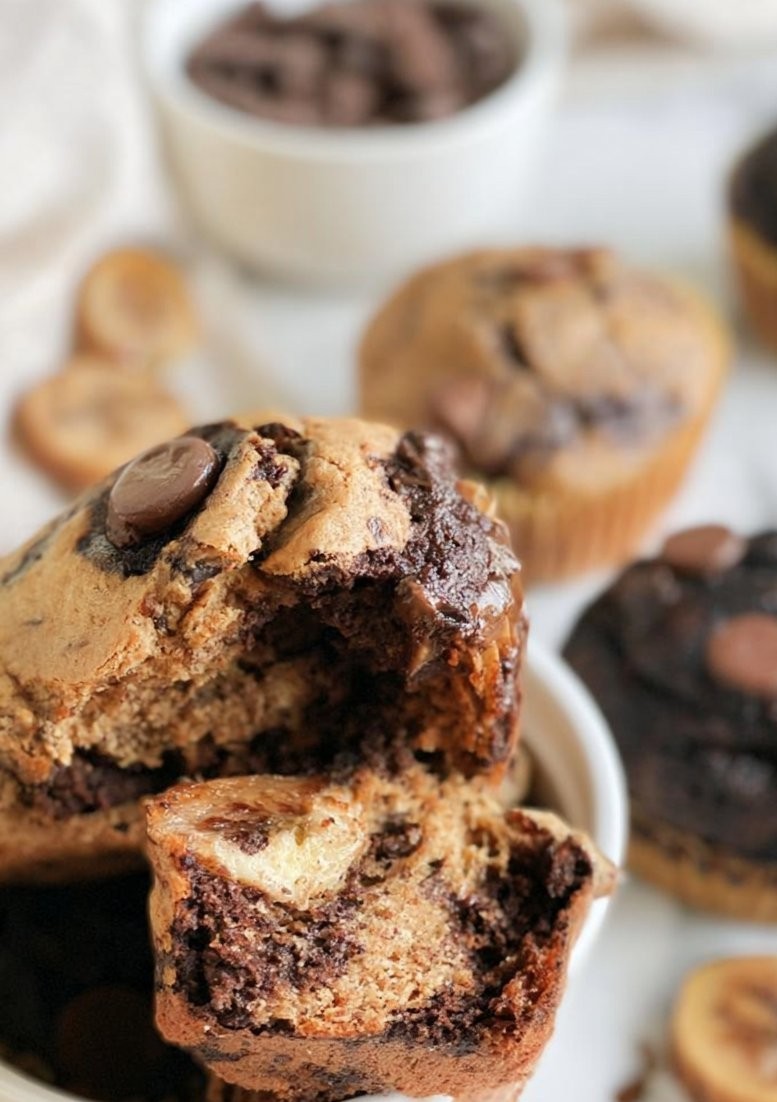 Chocolate Peanut Butter Banana Muffins