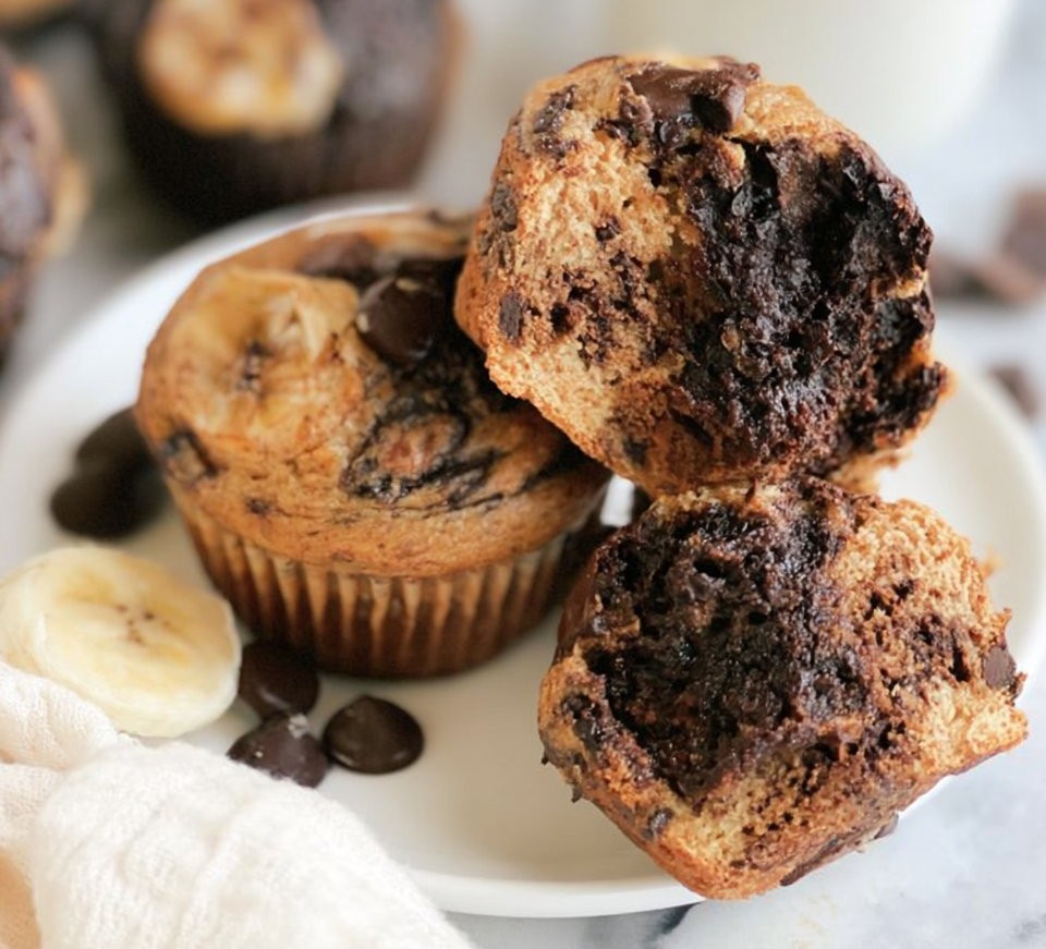 Chocolate Peanut Butter Banana Muffins