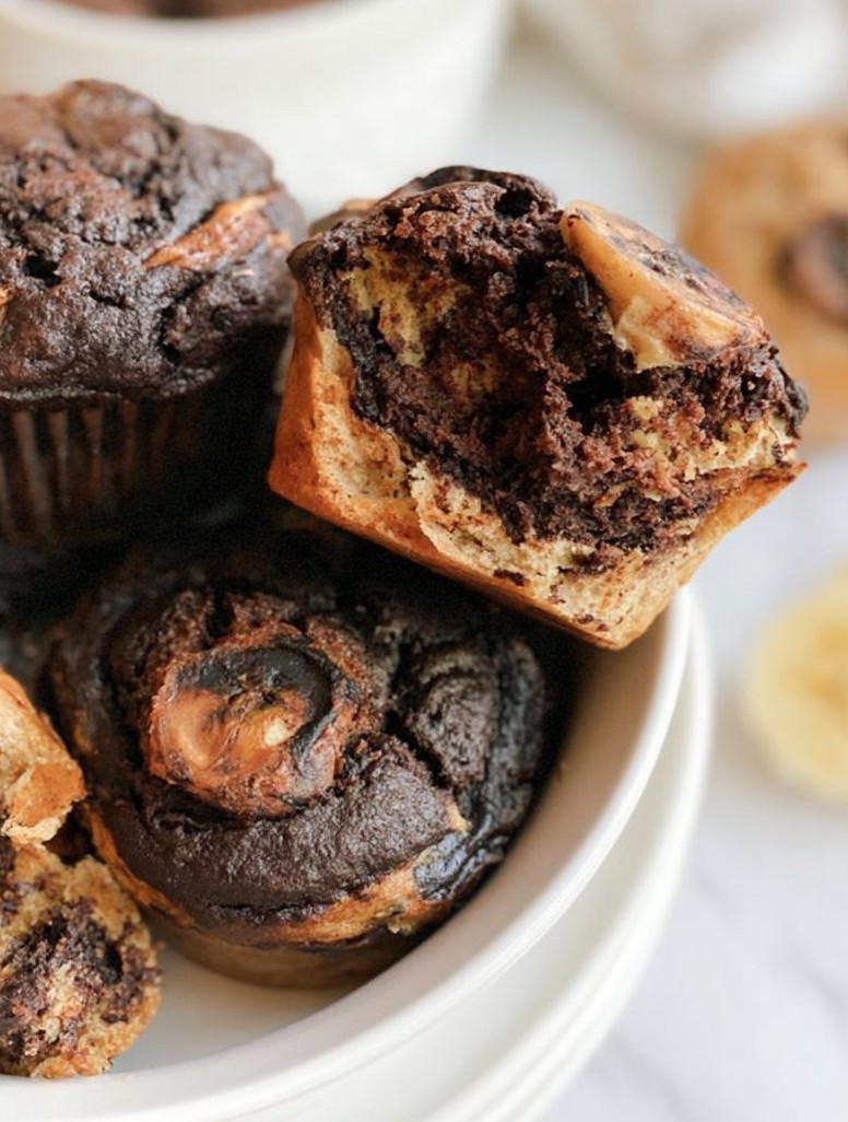 Chocolate Peanut Butter Banana Muffins