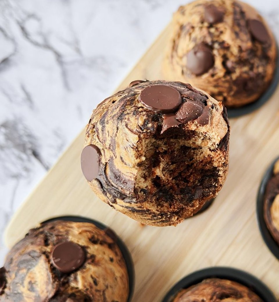 Chocolate Peanut Butter Banana Muffins