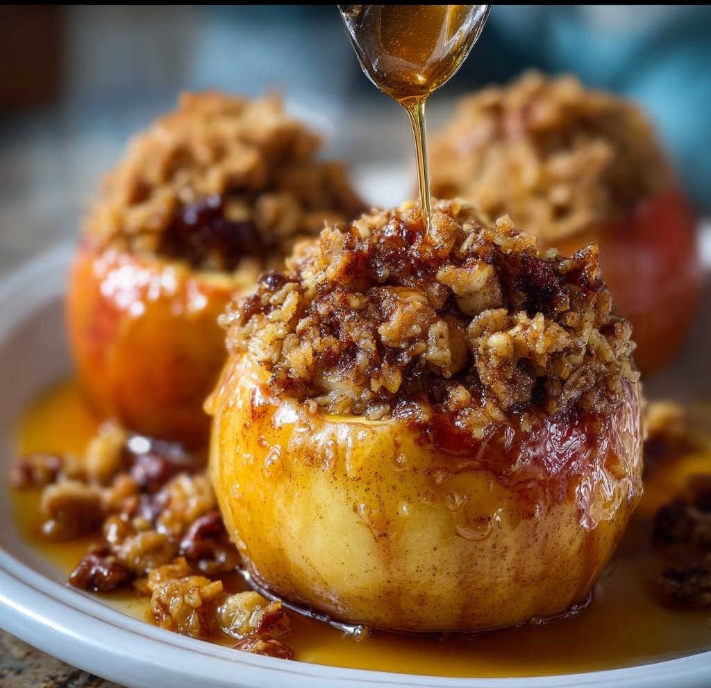 Baked Apples with Oatmeal Cookie Filling