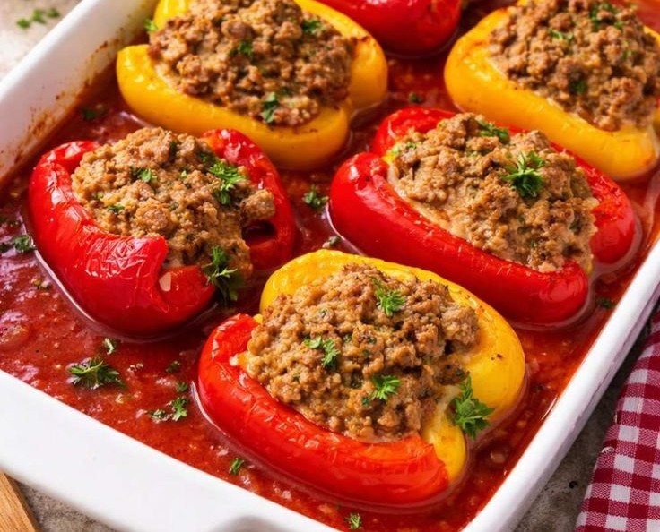 Saftige Paprika mit würziger Hackfleischfüllung