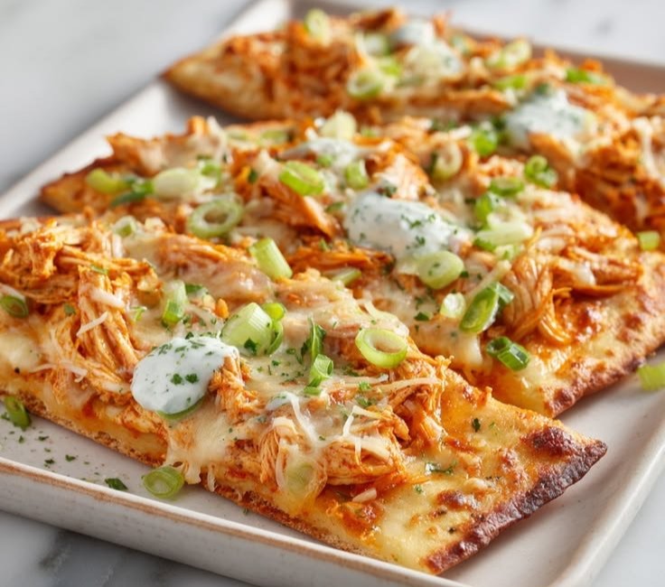 High Protein Buffalo Chicken Flatbread