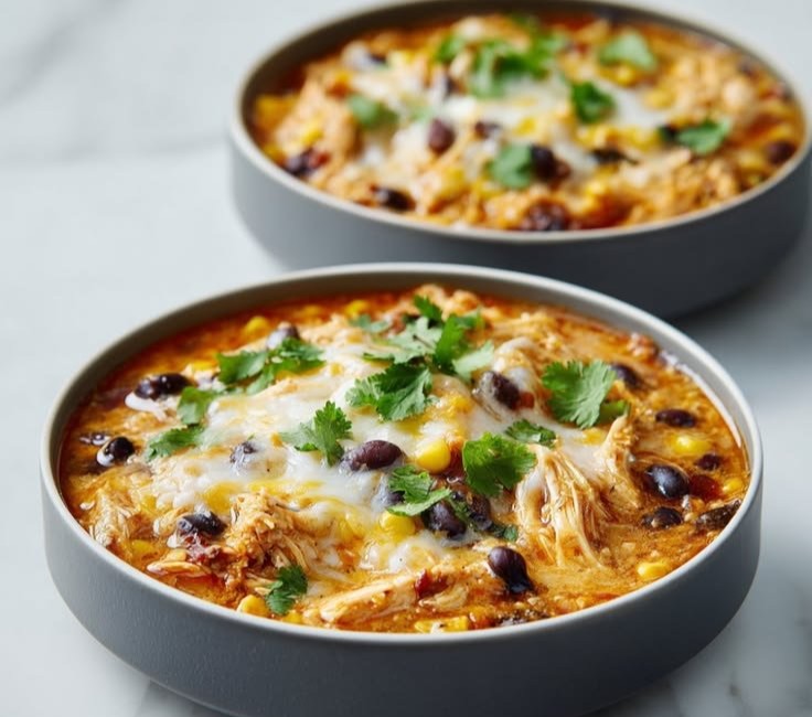 High-Protein Chicken Cottage Cheese Enchilada Bowls
