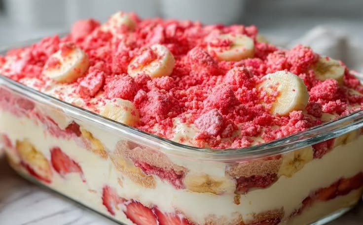 Strawberry Crunch Banana Pudding