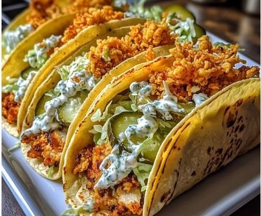 Easy Dill Pickle Ranch Smash Chicken Tacos
