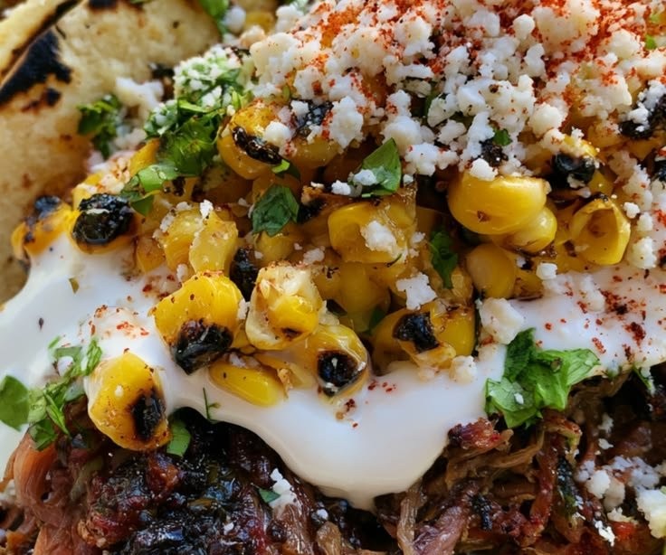 Smoky Brisket Elote Tacos