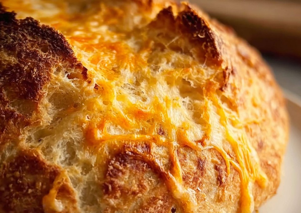 No Knead Cheddar Bread in the Dutch Oven for Cheesy Bliss