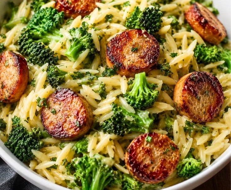Easy Chicken Sausage Broccoli Orzo