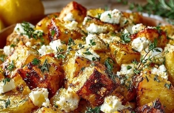 Lemon Feta Potato Dish: Greek Feta Roasted Potatoes Recipe