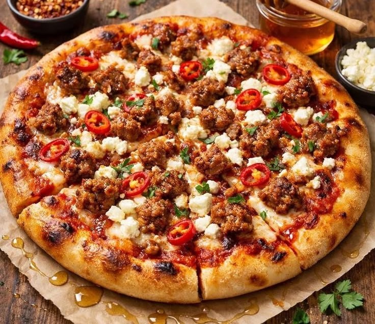 Best Hot Sausage Feta Pizza with a Honey Drizzle 2 Best Hot Sausage Feta Pizza with a Honey Drizzle