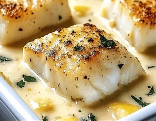 Baked Cod in Coconut Lemon Cream Sauce | Easy Weeknight Dinner