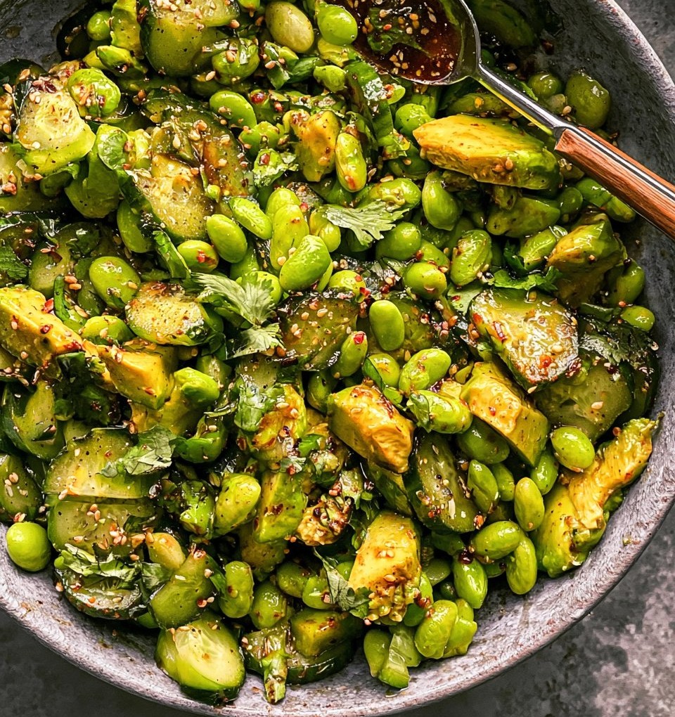 Cucumber Edamame Avocado Salad