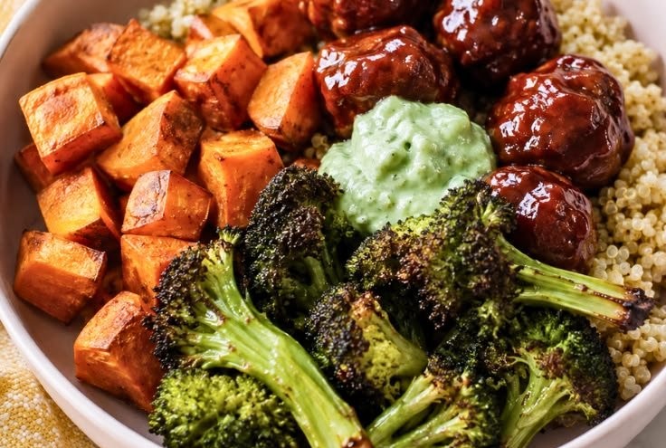 Barbecue Meatball Bowls