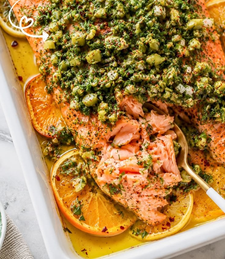 Olive-Citrus Slow Roasted Salmon