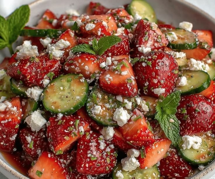 Cucumber Strawberry Salad: 5-Min Easy Summer Side
