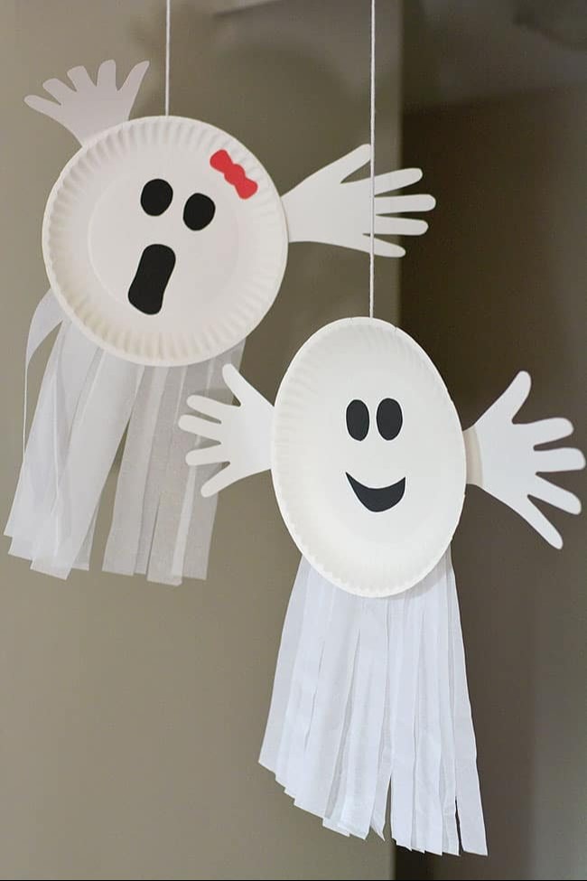How to Make a Paper Plate Ghost | Ghost Handprint Craft