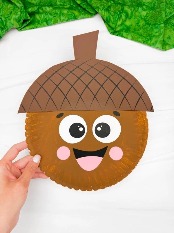Paper Plate Acorn Craft (Free PDF Template)