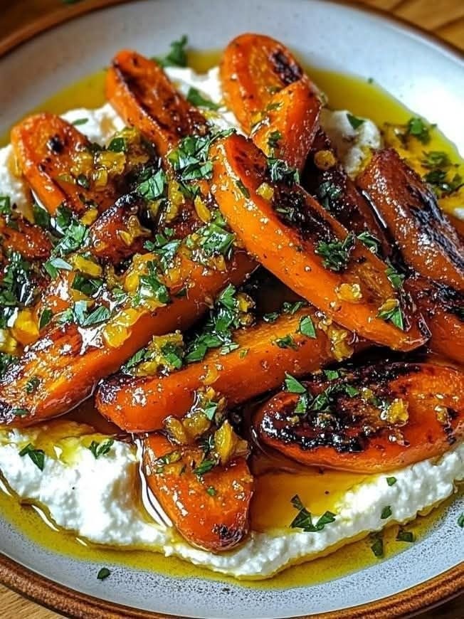 Roasted Carrots with Whipped Ricotta and Hot Honey