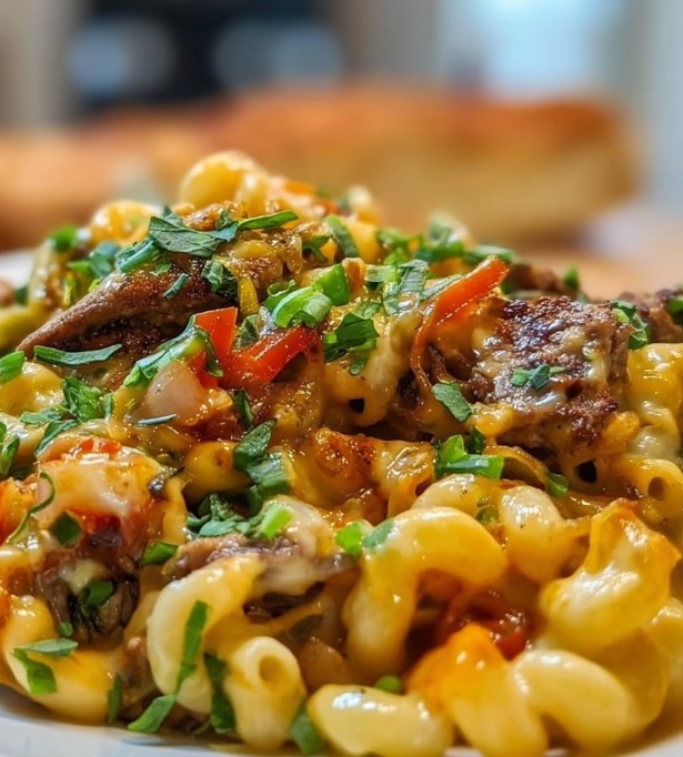 High-Protein Philly Cheesesteak Mac 2 High-Protein Philly Cheesesteak Mac