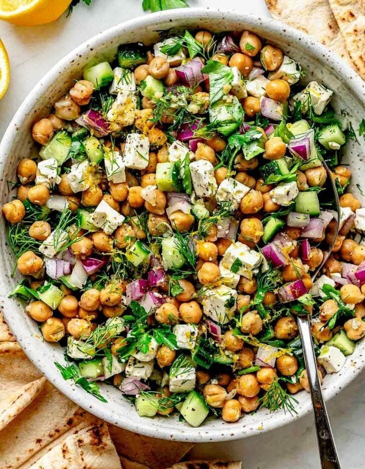 Lemon Chickpea and Cucumber Salad
