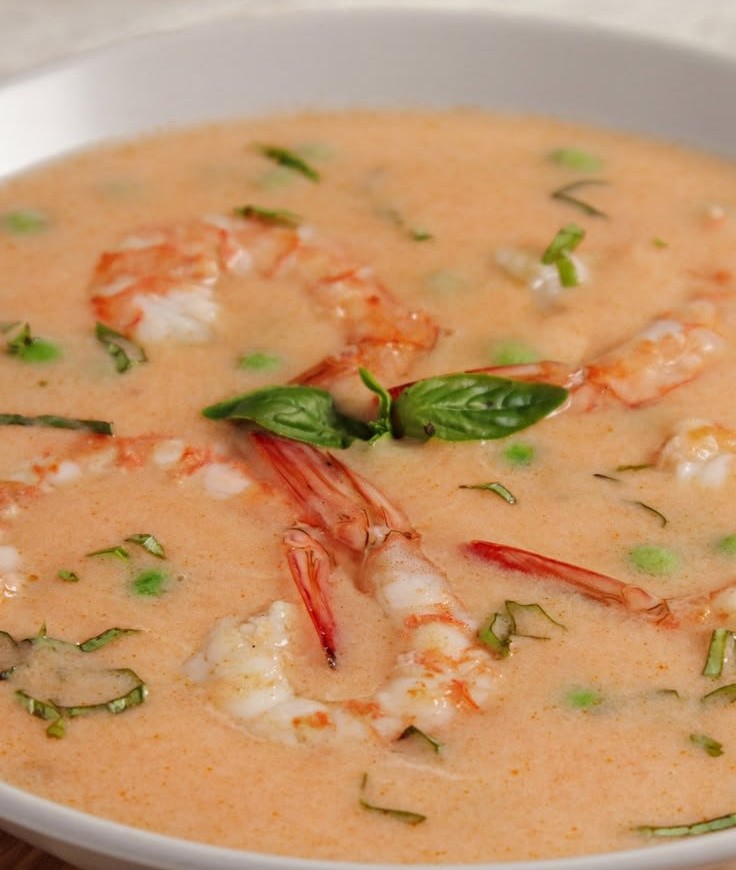 Tomato Soup with Prawns