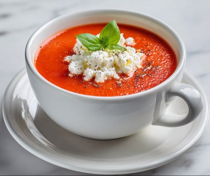 High Protein Tomato Soup with Cottage Cheese