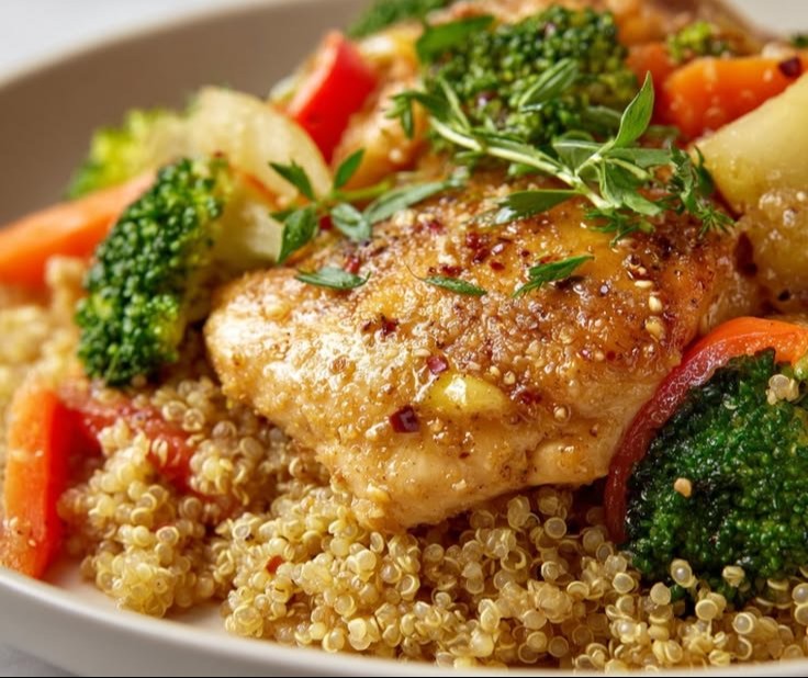 High Protein Slow Cooker Chicken Quinoa Dinner