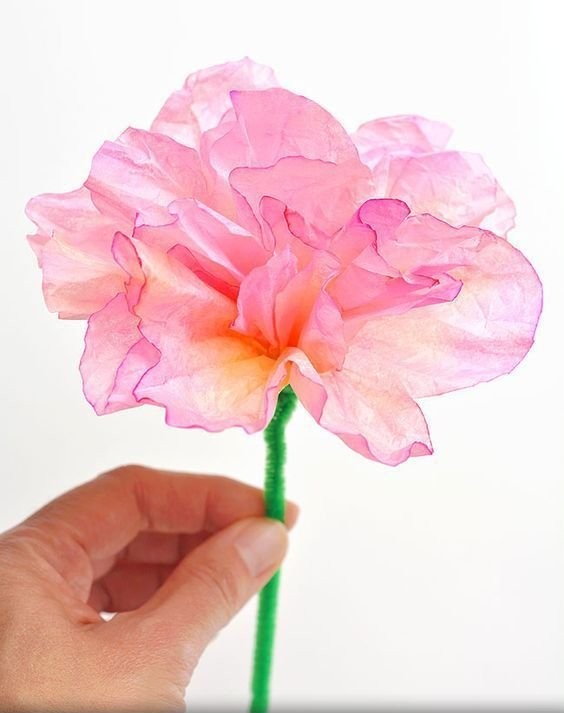 Colorful Coffee Filter Flowers | Coffee Filter Mother's Day Crafts, Coffee Filter Flower Craft, Coffee Filter Flowers for Kids
