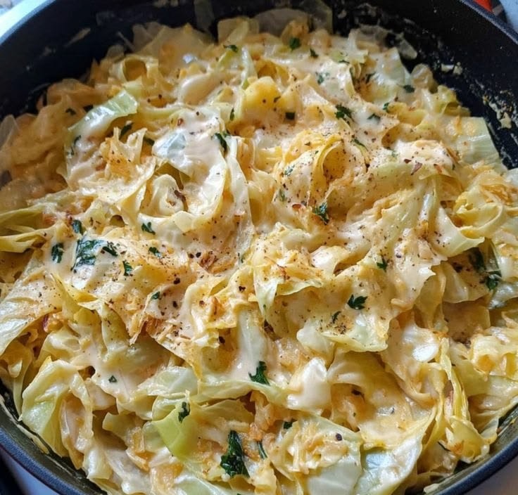 Creamy Garlic Alfredo with Tender Cabbage