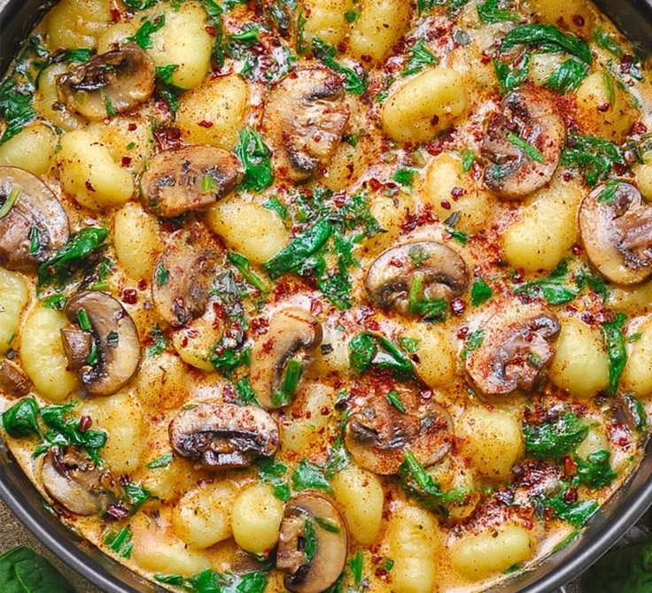 Creamy Spinach and Mushroom Gnocchi