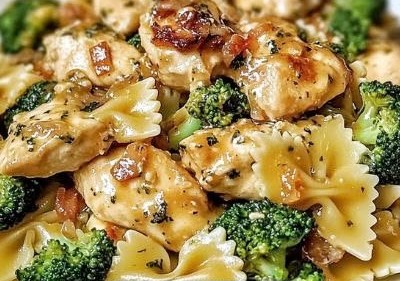 Cowboy butter lemon bowtie chicken with broccoli — the bold, buttery pasta dinner that is packed with flavor in every single bite